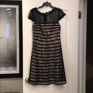 Adrianna Papell Black and Nude Lace Dress